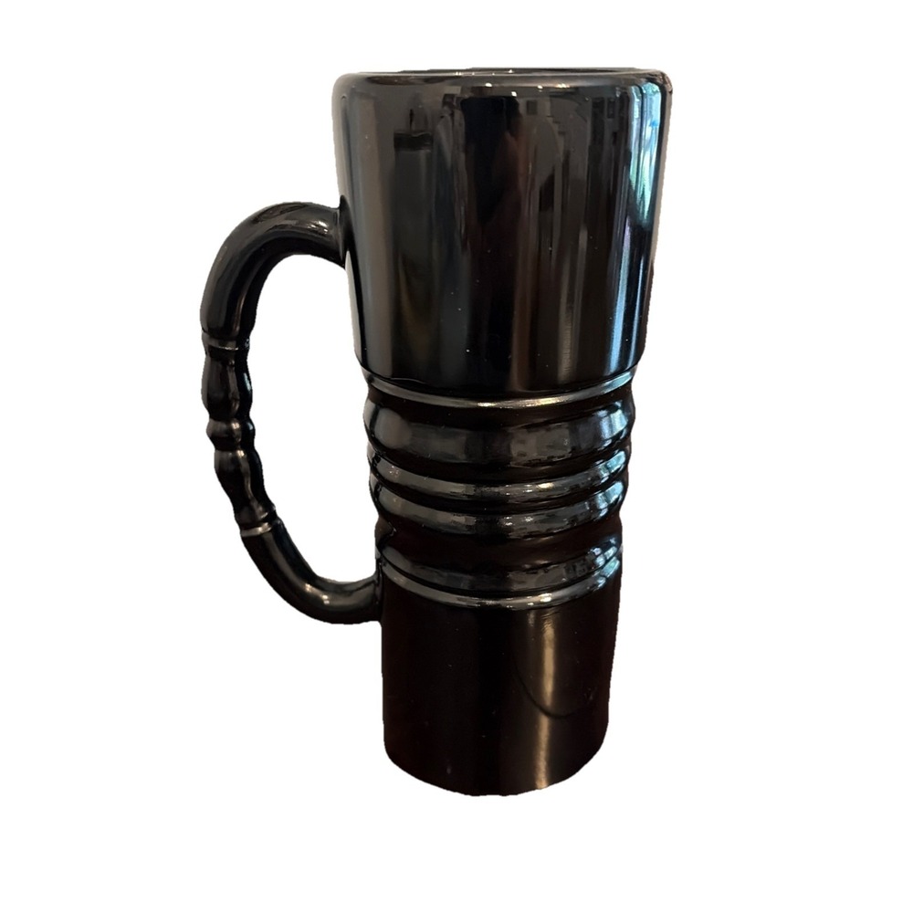 Tiara Indiana Glass‎ Mug Ribbed Black Amethyst Vintage 1970s Goth Decor